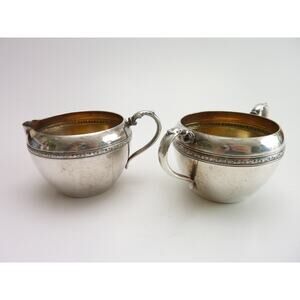 Vintage Hostess Plate Silver Cream and Sugar Bowl Set